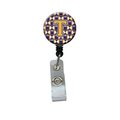 Teachers Aid Letter T Football Purple & Gold Retractable Badge Reel TE888764